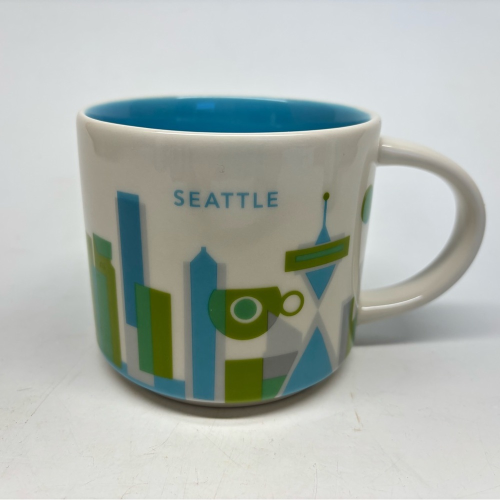 Starbucks Coffee Mug Seattle YOU ARE HERE Collection 2013 Blue & Green 14 oz